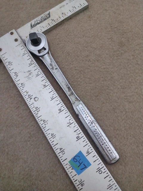 Vintage USA Craftsman 1/2" Drive Ratchet Socket Wrench -V- Series Patent 44986 .
