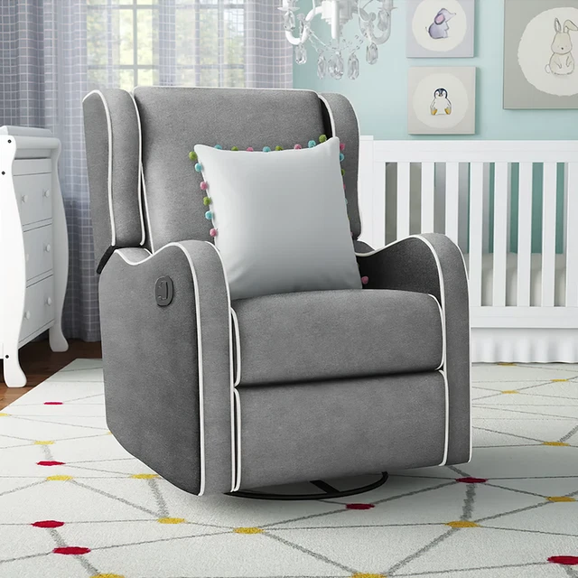 Rocking Chair Swivel Gliding Recliner Baby Seat Home Nursery Furniture Dark Gray