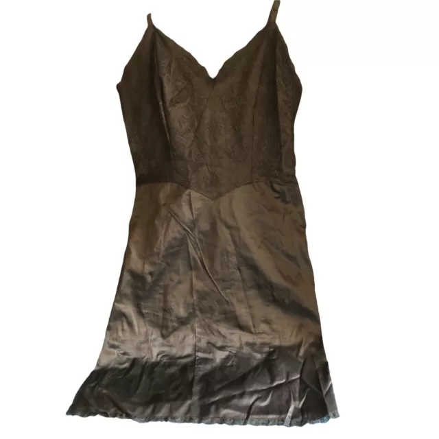 Vanity Fair Tricot Nylon and Lace Full Slip Black Size 34 USA Made 1950s