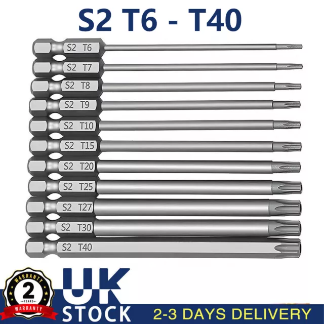 11PC Long Reach Torx Star Hex Security Bit Set Tamper Proof Screwdriver Bit Hole