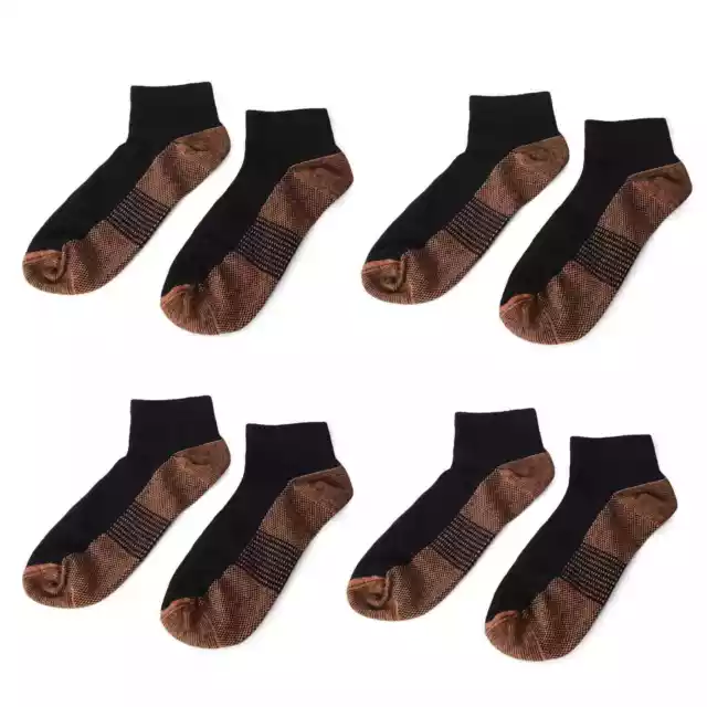 Ankle Length 4 Pairs Copper Compression Socks for Women - Black S/M Gifts