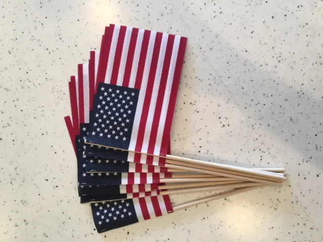 -30- 4X6 USA MADE AMERICAN HAND STICK FLAGS! Support Red Cross!