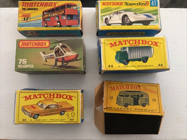 Vintage Lot Of 6 Matchbox Empty Boxes Only Lesney Superfast Original L3