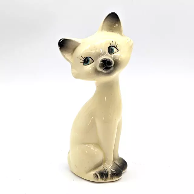 Small Mid Century Siamese Cat Figurine Anthropomorphic Hand Painted