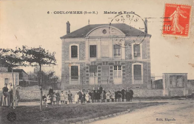 CPA 77 COULOMMES / MAIRIE ET ECOLE / cliché rare