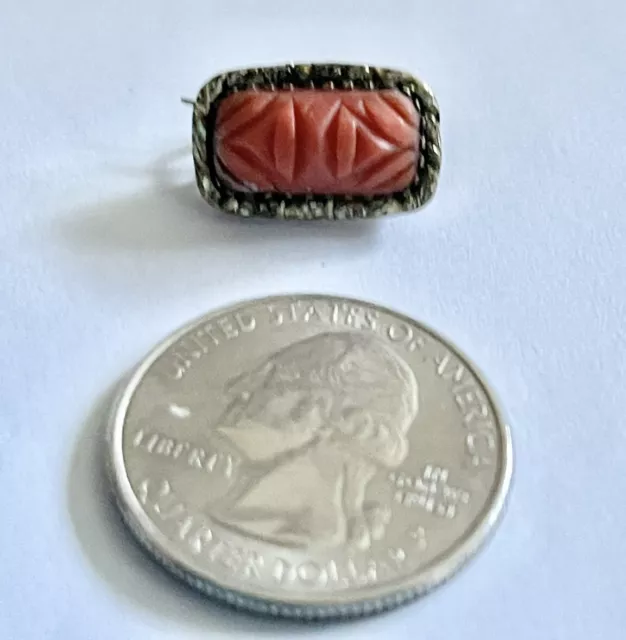 Antique Dainty Georgian Gold Cased Carved Coral Brooch