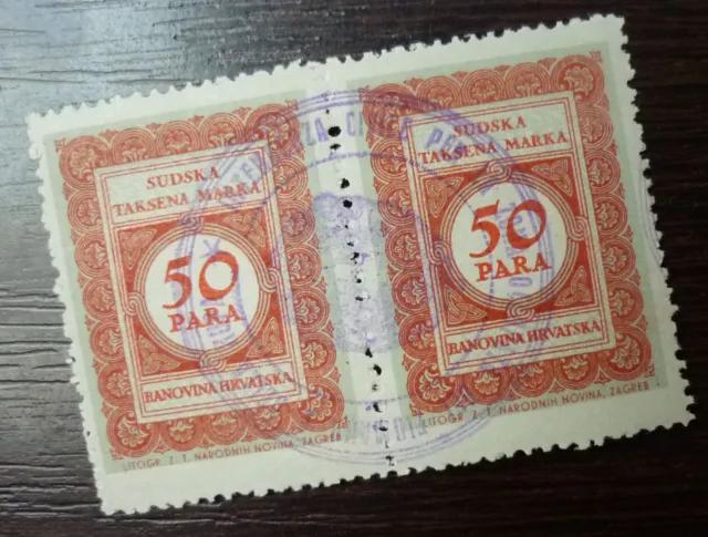 Italy WWII Fiumano Ovp. Croatia Yugoslavia Revenue Stamp 50 Para A2