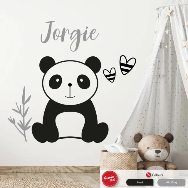 Panda Bear Girls Personalised Wall Art Sticker Kids Nursery Vinyl Bedroom Decal