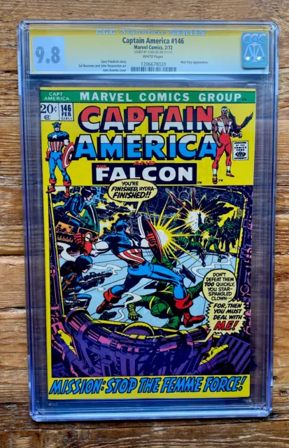 CGC 9.8 1972 #146 Captain America Signed STAN LEE Marvel Autographed