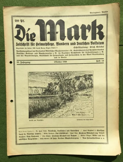 DIE MARK [Brandenburg] 1936 Heft 10: Schlibbetal / Rathenow