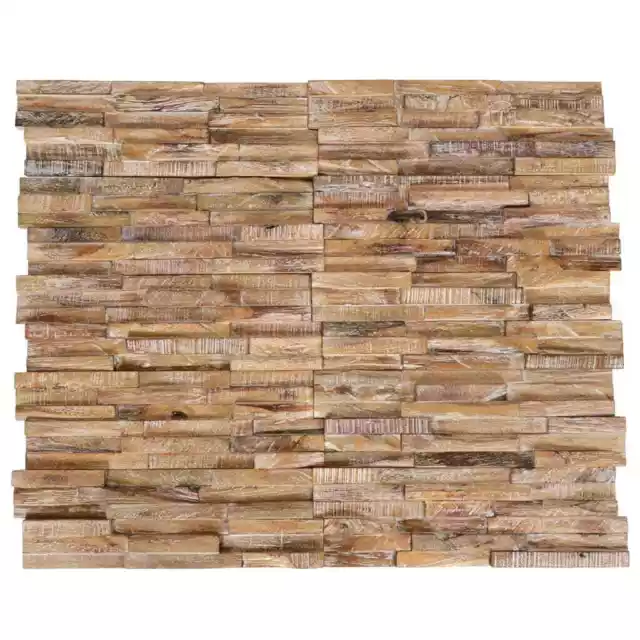 3D Wandverkleidung Paneele 10 Stck. 1,01 m Massiv Teakholz