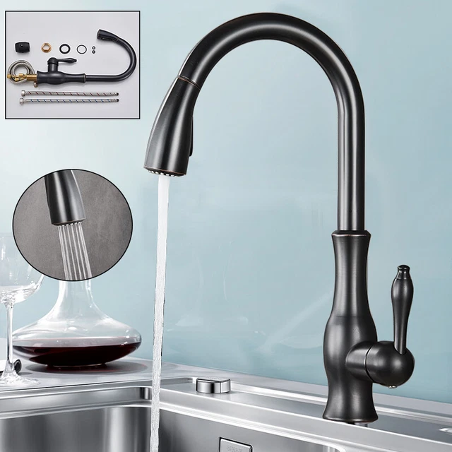 Rubinetto Lavabo Estraibile Grigio 360° Con 4 Modalità Doccetta - Miscelatore Monocomando In Acciaio - 3