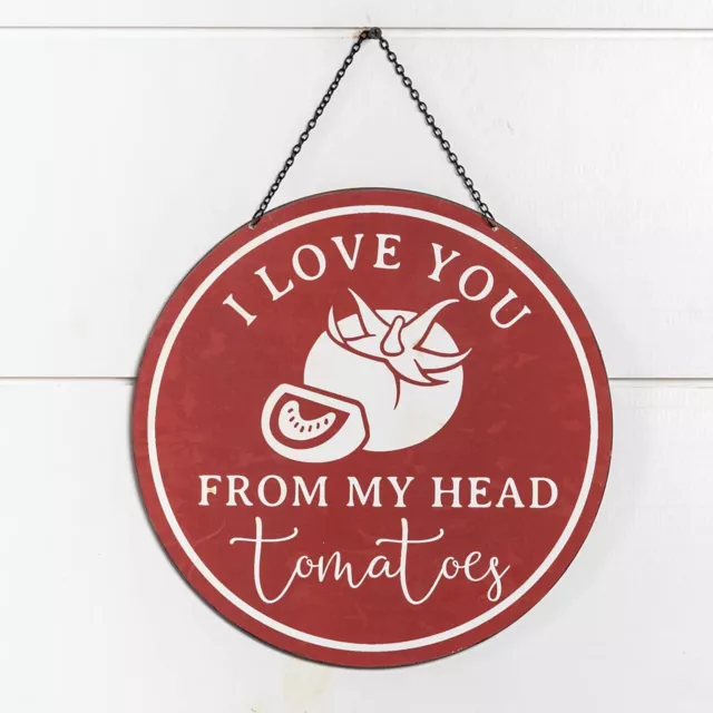 Vtg Style Retro Valentine "I Love You from my Head tomatoes " Tin Sign