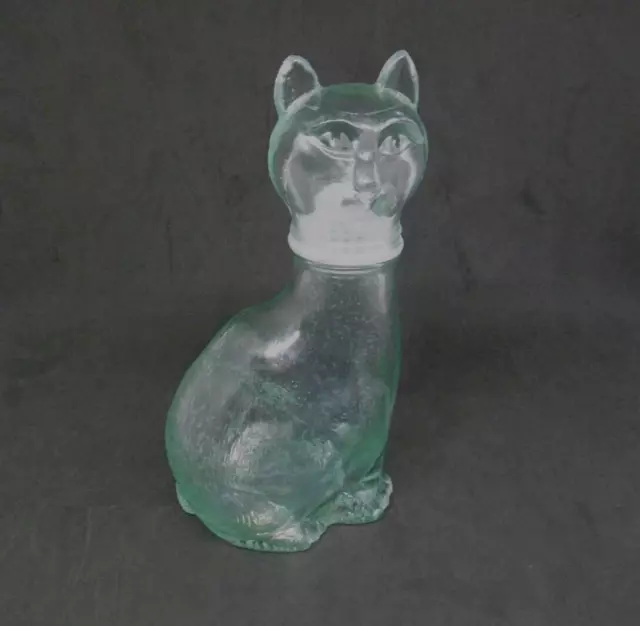 Petite Bouteille Carafe Flacon Chat Verre d'Empoli Vintage Italie 1960