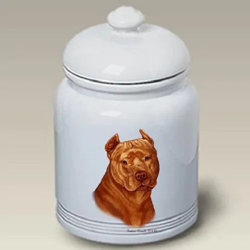 Orange American Pit Bull Terrier Ceramic Treat Jar TB 34406