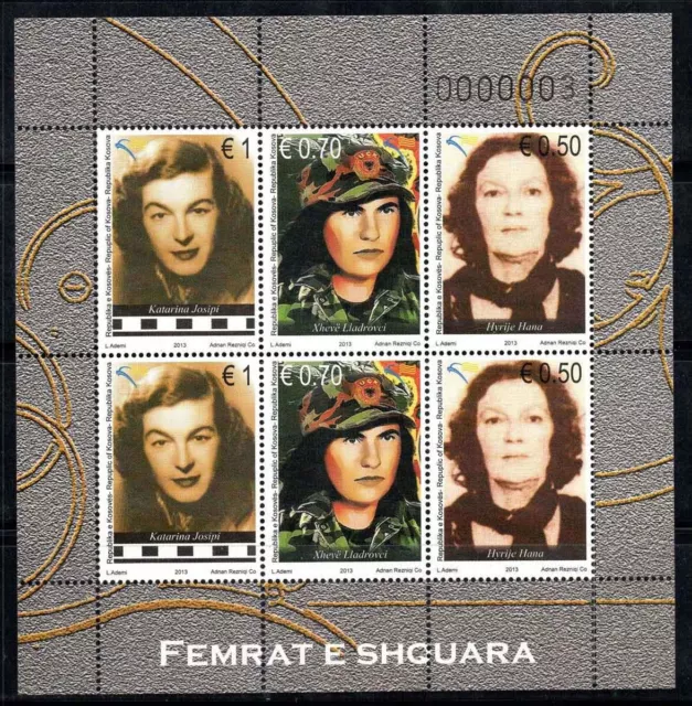 Kosovo 2013 Mi. 257-259 Mini Feuille 100% Neuf ** Femmes célèbres