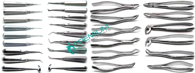 28 PCS DENTAL Extraction Elevators Forceps Stainless Steel Surgical ...