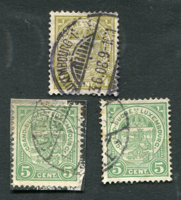Lot 3 timbres LUXEMBOURG oblitérés YT n° 91 + 92 ou Mi 86 + 87 - 1907 à 1919
