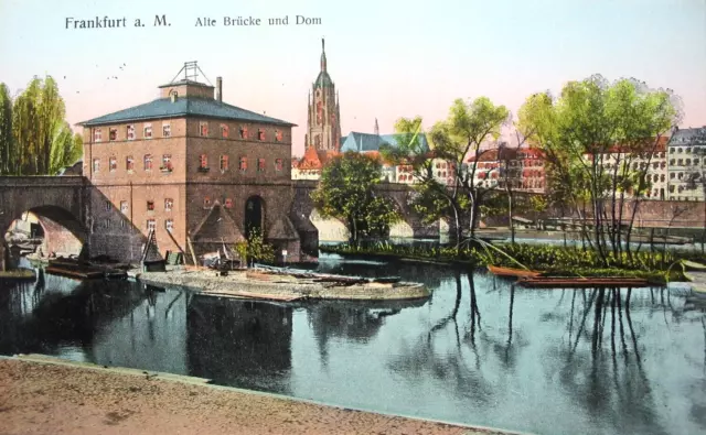 Ak Frankfurt am Main Alte Brücke und Dom 1914  Ks62