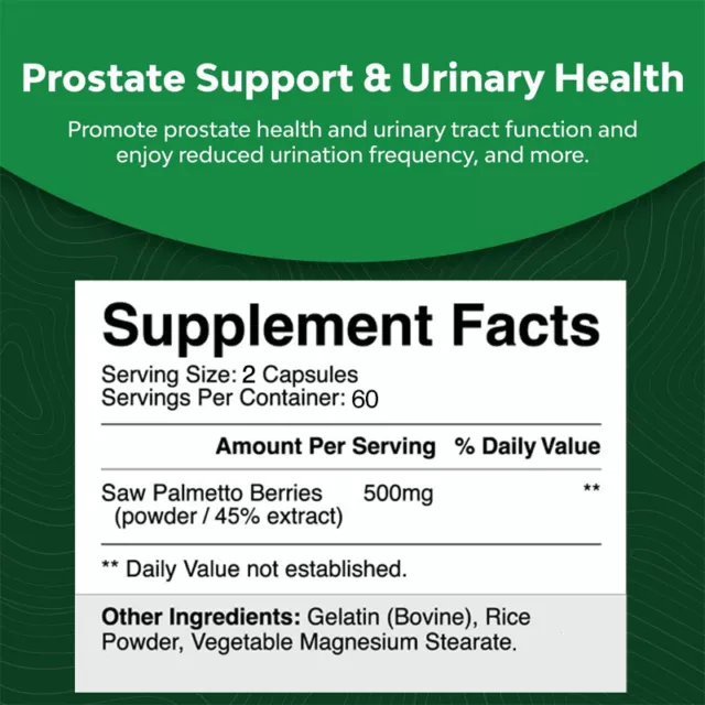 Saw Palmetto Extract 500mg - Mens Prostate Health Supplement, Urinary Support 2