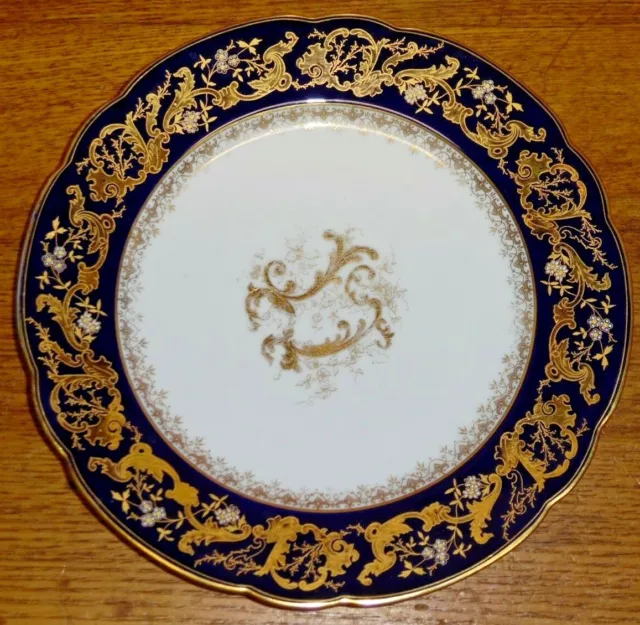 7 Antique Abram French & Co Boston Mass Cobalt Blue & Gold Porcelain Plates 4452 2