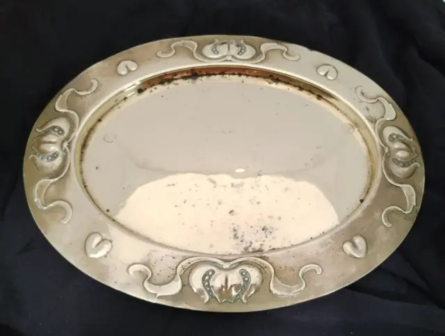 Stunning Antique Art Nouveau Solid Brass Tray Charger, Joseph Sankey &Sons C1900