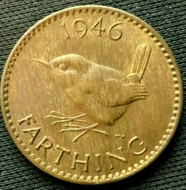 1946 Great Britain Farthing Coin UNC    World Coin  bronze    #C540