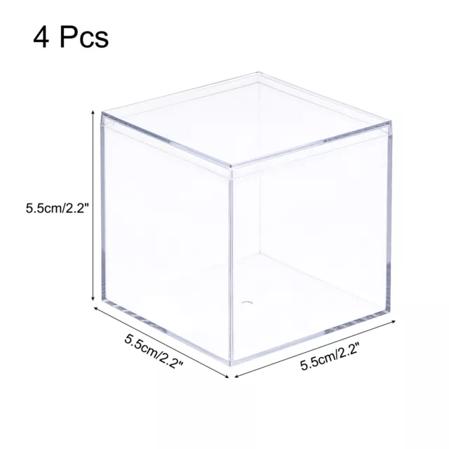 Transparente Acrílico Plástico Almacenamiento Caja,5.1x5.1x5.1cm Paquete de 4 2