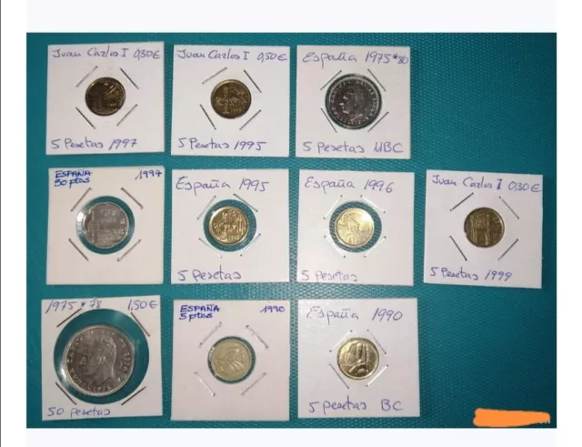 Lote De Monedas De España - Encartonadas