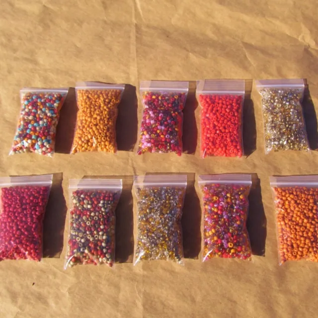 Lot 10 Bags ORANGE RED GOLD SEED BEADS Craft Jewelry Making 6MM Over 1 POUND