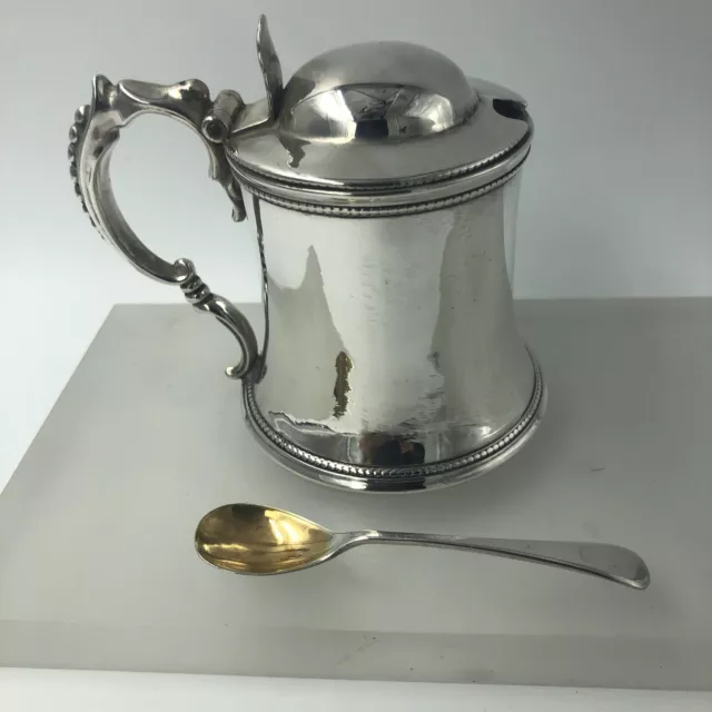 Lovely Victorian Silver Mustard Pot George Unite 1870 With Liner & Silver spoon