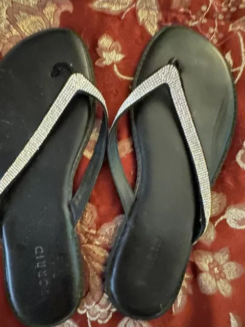 Torrid Rhinestone Flip Flops On Black Size 11