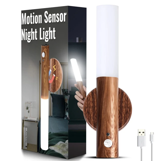 Wood Motion Sensor Light Magnetic Wall Mount Makes for Easy Portability
