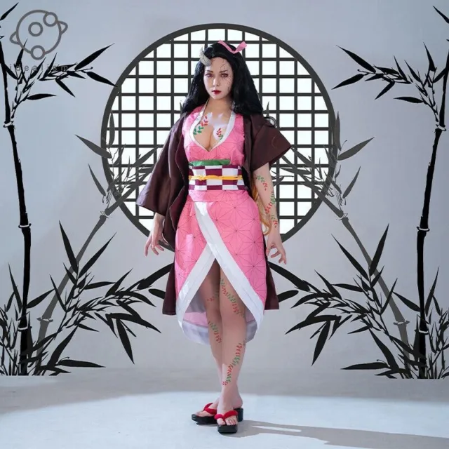 Demon Slayer: Kimetsu No Yaiba Kamado Nezuko Kimono Suit Women Cosplay Costume