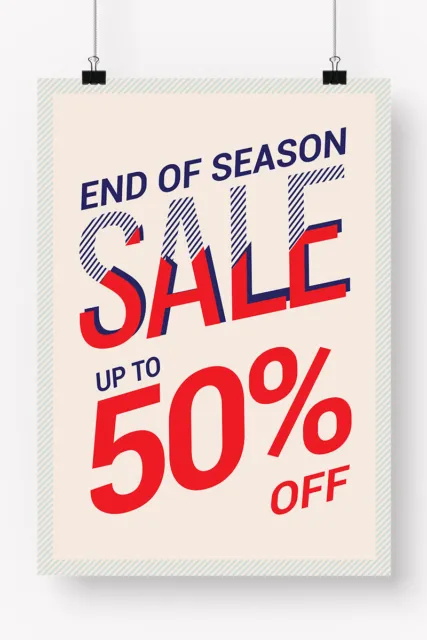 End Of Season Sale Up To 50% Off Poster Print A1 A2 Sizes