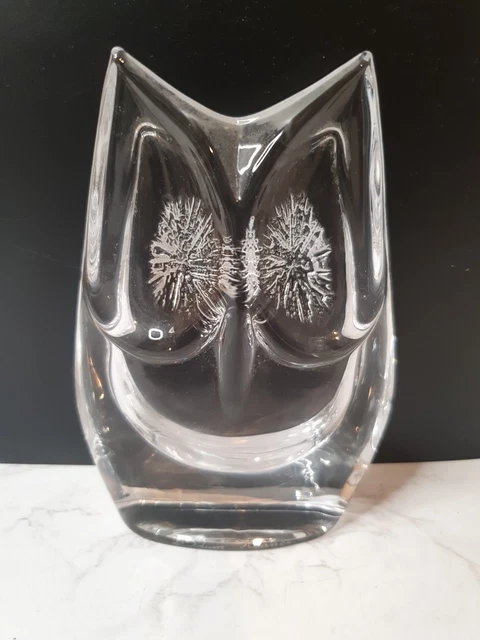 Figurine Vintage Hibou En Cristal Daum - Design Mid Century - France - Excellent état