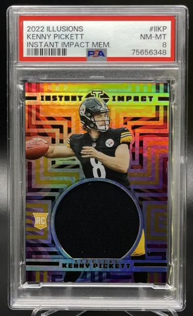 2022 Illusions Kenny Pickett Instant Impact Rookie Jersey RC IIKP Steelers PSA 8