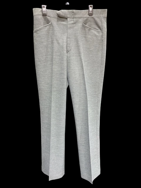 Vtg Sears-Kings Road Pants-Men Sz 36 Trim Reg Long-Gray Double Knit