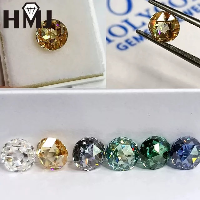 Mixed Color Rose Cut Round Moissanite Loose Stone Gemstone VVS1 GRA Certificate