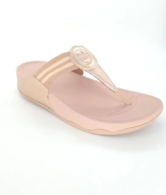5355 Fitflop Womens Walkstar Toe-post Sandal Rose Gold Size 11 US