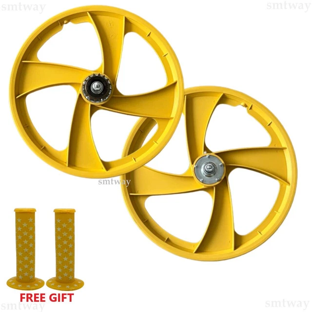 Paire De Roues BMX 20 Pouces - Jantes Alliage Noir, Moyeu 16T, Poignées étoile (Neuves)