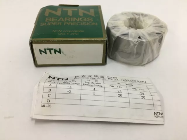 NTN 7206CGD2/GNP4 Angular Contact Bearing 30x62x16mm 7206 C GD2/GNP4 Japan 2 pcs