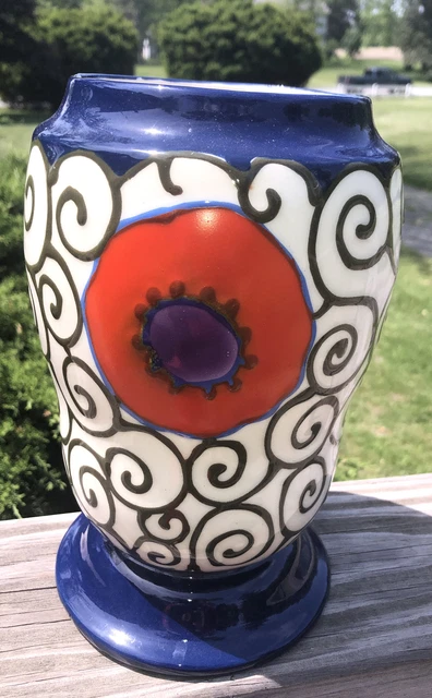 Classic Ditmar Urbach 1930s Art Deco Czech Alienware Art Pottery Poppy Vase ~WOW Classic Ditmar Urbach 1930s Art Deco Czech Alienware Art Pottery Poppy Vase ~WOW