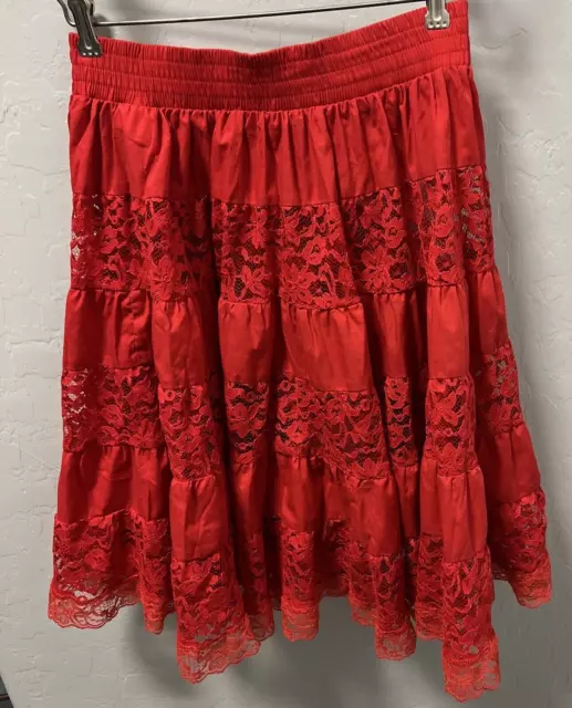 Red Square Dance Skirt Square Up Fashions Size Small Style 990 Lace