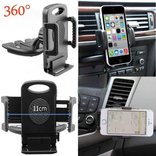 Universal In Car CD Slot Mobile Phone Holder GPS Sat Nav Stand Mount Cradle Dash 3