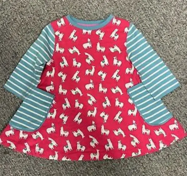 Ex Mini Boden Kids Girls Llama Long Sleeve Tunic Dress Age 3 - 4 Years (ER7.171)