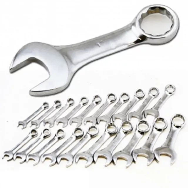20 Pc Sae Standard And Mm Metric Size Sized Short Length End Stubby Wrench Set