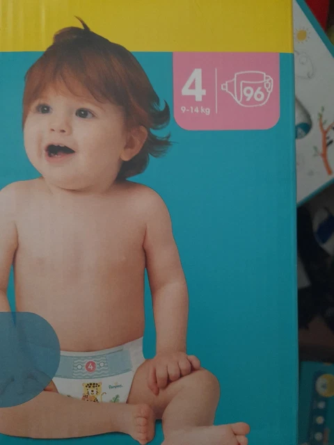 Pampers 96 Couches Pampers baby-dry Taille 4 de 9 à 14kg Mega Pack
