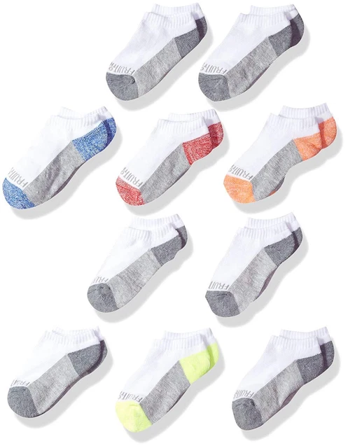 Boys' Big 10 Pair Half Cushion No Show, White Assort, Size 0.0 oV32