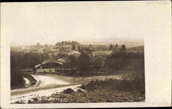 PHOTO CARTE POSTALE Marcq Ardennes, panorama du lieu, destructions de